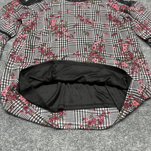 Arizona Necklace Blouse Girls Plus 2XL 20.5 Black Red Floral Cold Shoulder New - Picture 4 of 12